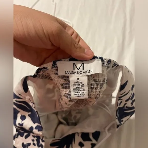 Magaschoni Women’s Floral Linen Blend Short Dress Size 8 - Picture 5 of 7